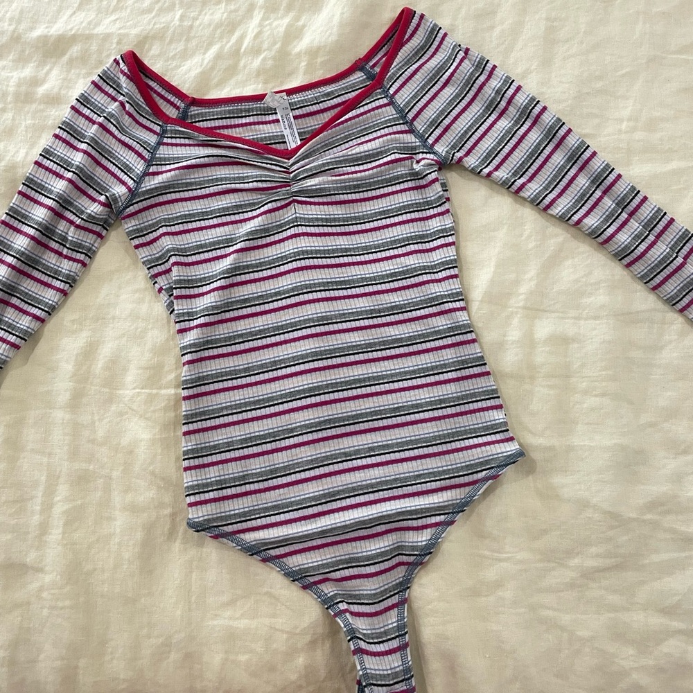 Free People ribbed long sleeve bodysuit, XS